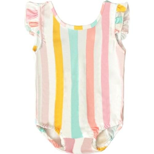 New 18M-5T Baby Girls Beach Swimsuit Kids Swimwear Girl Sleeveless Butterfly Stripe Bikini Set Toddler Monokini Bathing Suit
