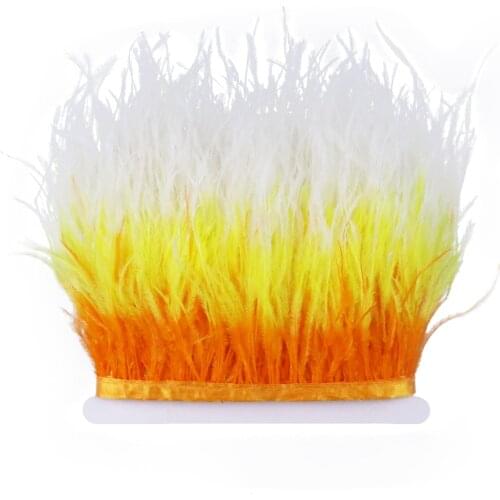 Wholesale Bird Plume 10-15cm Pink White Mix Natural Ostrich Feather Trim Ribbon Decoration Wedding Carnival Needlework Accessory