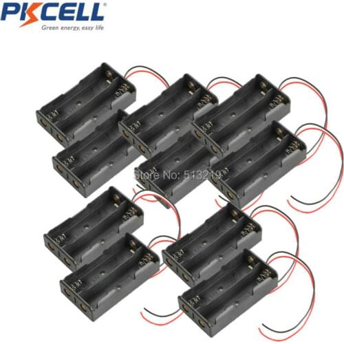 PKCELL 10Pcs 2 x18650 3.7V Battery Holder Case With Wire Leads