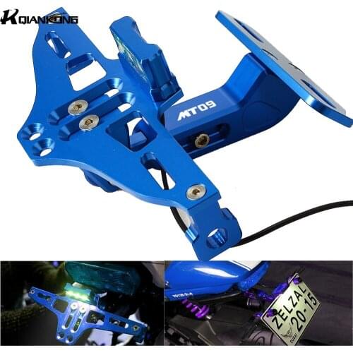 With MT09 LOGO Motorcycle Adjustable License Plate Bracket Holder Frame Number Plate For YAMAHA MT09 MT-09 14 15 2016 2017 2018