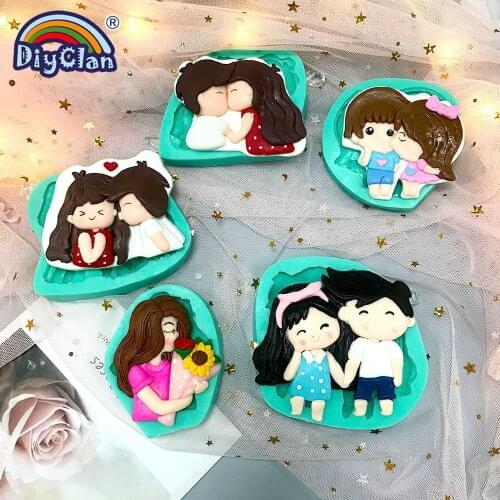 5 Styles Lovers Silicone Fondant Mold Boy Girl Couples Baking Cake Decorating Tools Chocolate Sugar Cookies Dessert Mould