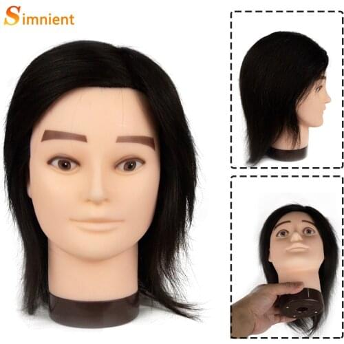 Simnient Male Mannequin Training Head With 100% Real Human Hair For Hairdressers Salon And School Hairdressing Practice Cutting