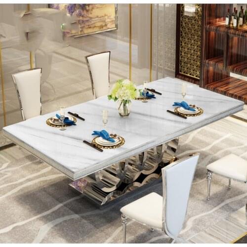 Modern Style Italian Dining Table, 100% Solid Wood Italy Style marble top Luxury Dining Table 2021