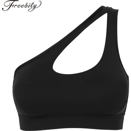 Fitness Padded Sports Bra Tops Female Push Up Yoga Bras Women One Shoulder Hollow Gym Workout Breathable Running Vest Sportswear