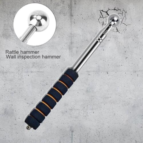 Extendable Detection Stainless Steel Wall Test Telescopic Thickening Home House Wall Check Empty Drum Hammer Inspection Tool