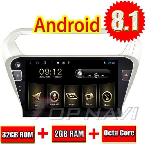 TOPNAVI 10.1" Quad Core Android 8.1 2G 32G Car GPS Navigation for Peugeot 301 2014 Auto radio Multimedia Audio Octa Core Stereo