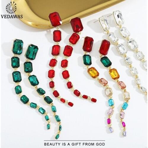 Vedawas Boho Gorgeous Colorful Long Hanging Drop Dangle Earring for Women Fashion Summer Acrylic Geometric Pendant Earrings Gift