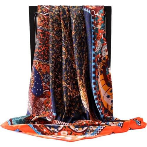 2021 Popular Print Handkerchief Summer Luxury Square Silk Scarves Female 90X90CM Dustproof Kerchief Fashion New Sunscreen Shawls