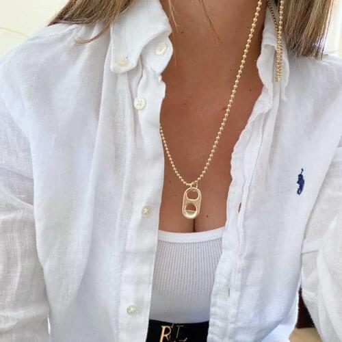 Fashion Alloy Easy Pull Cap Pendant Necklaces for Women Geometry Pig Nose Necklace Hip Hop Long Sweater Chains Collier Jewelry