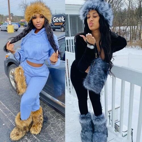 Winter Women Furry Boots New Luxury Fur Winter Boots For Women High Boots Warm Snow Boot Plush Non Slip Boot Amazing Party Shoes