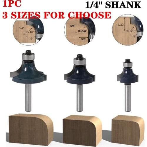 1pc 1/4" 6.35mm Corner Round Bit For Wood Woodworking Tool 2 Fute Endmill With Bearing Milling Cutter Corner Round Over Bits