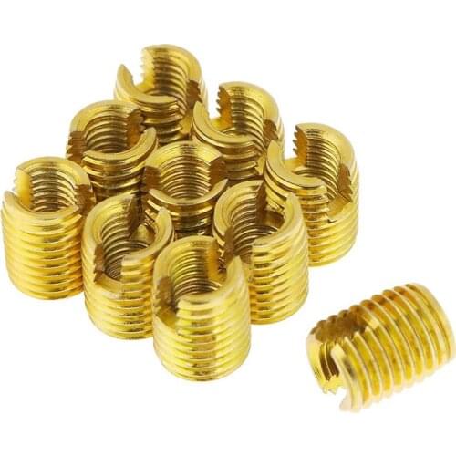 10Pcs M8 x M5 x 10mm Self Tapping Insert Nuts 302 Internal Threads Screw Bushing for Thread Repairing Golden
