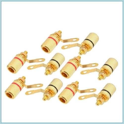 10pcs Gold Plated Audio Connector Binding Post Amplifier Speaker Cable Terminal Banana Plug Jack for 4mm Diameter Banana Plugs
