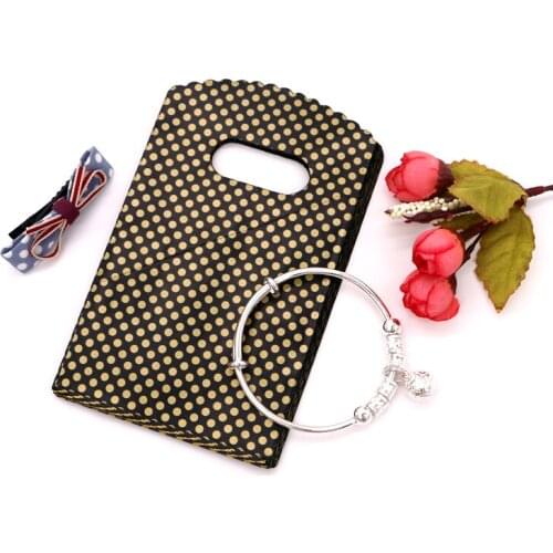 100pcs Gift Bags With 9x15cm Black gold dots Carrier Shopping Bags Plastic Pouches Shopping Gift Package Bag Free Shipping
