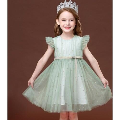 2021 Summer Girl Dress Birthday Party Princess Dress Children Stars Sequins Pageant Gown Flower Girl Wedding Formal Dresses 12Y