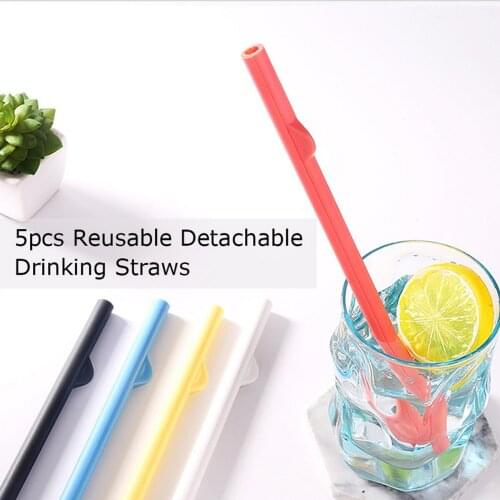 5pcs Reusable Detachable Drinking Straws Easy Cleaning Straight Straw for Wedding Birthday Party Bar Drink Accessories