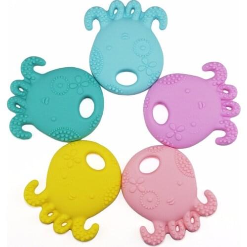 5pc SUTOYUEN Octopus Shaped Silicone Pendants BPA Free Charms Teether Chewable Toys Fashion Jewelry Free Shipping