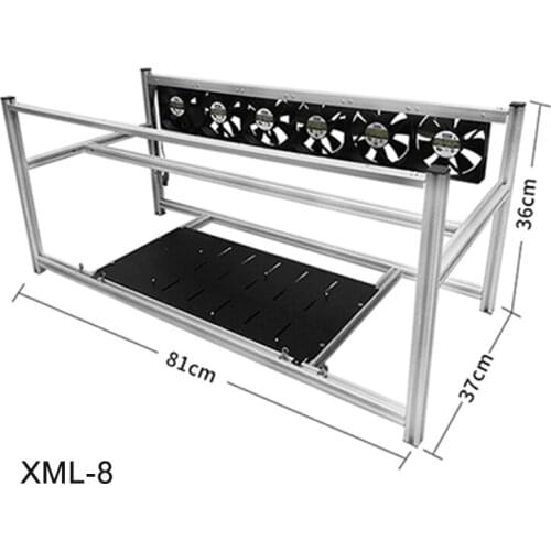 6 Cards 8 Cards 12 Cards Mining Machine Aluminum Alloy Graphics Card Cooling Rack Power Supply Mining Graphics Card Bracket