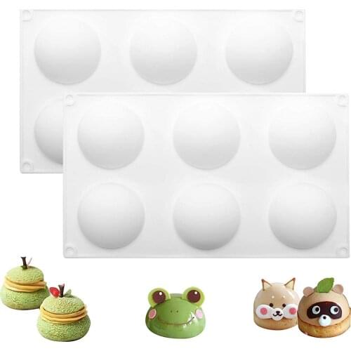 6 Holes Cake Chocolate Mold Half Sphere Silicone Molds Cake Decoration Pudding Jelly Fondant Mould Ball Shape Biscuit Tool