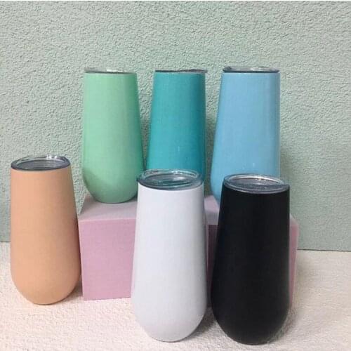 6oz Wine Tumbler With Lid Champagne Beer Mug Cup Stainless Steel Thermos Insulated Vacuum Egg Shaped Cups For Party Gift