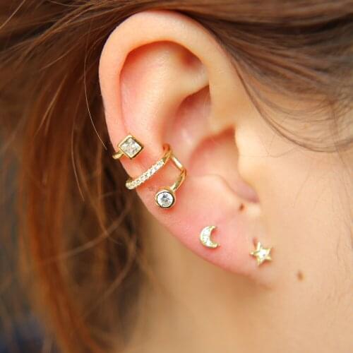 925 sterling silver dainty design delicate minimalist moon star studs multiple studs adorable girl silver earring