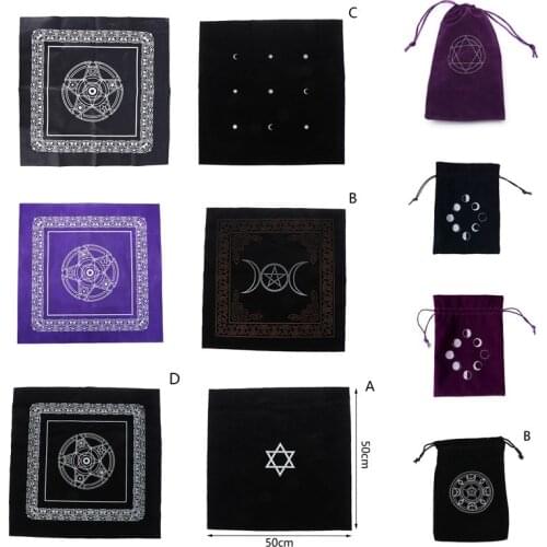 Altar Tarots Cloth Pentacle Tarots Game Tablecloth Board Game Playing Card Mat Velvet Tarots Storage Bag