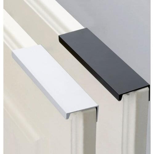 Aluminum Fashion Concealed Cabinet Pull Black Cupboard Handles Bedroom Pull Hardware Knobs