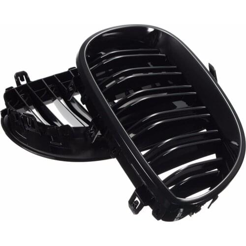 Car Front Kidney Grill Double Line Grilles Gloss Black ABS accessories replacement parts For BMW E60 E61 5 SERIES 2003-2010