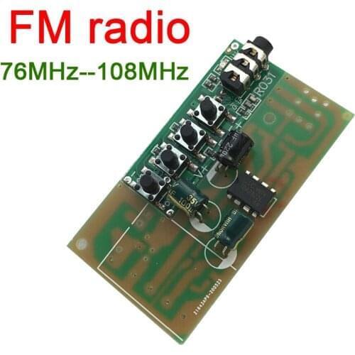 DC 3V-12V FM radio module stereo FM receiver board frequency 76MHz--108MHz WITH antenna