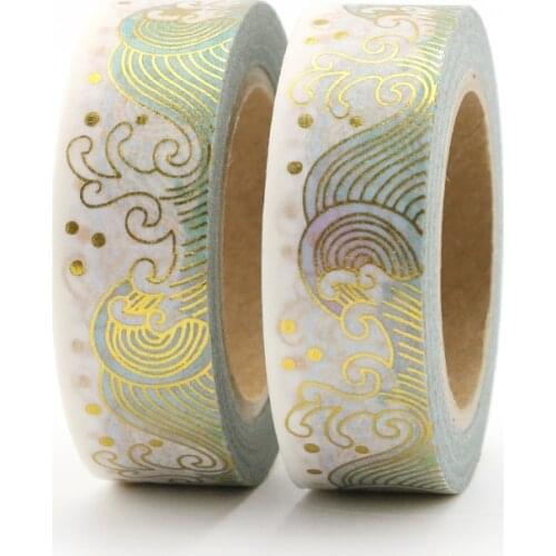 15mm*10mm Creative Ocean wave Masking Washi Tape Decorative Gold Adhesive Tape Decora Diy Scrapbooking Sticker Label Stationery