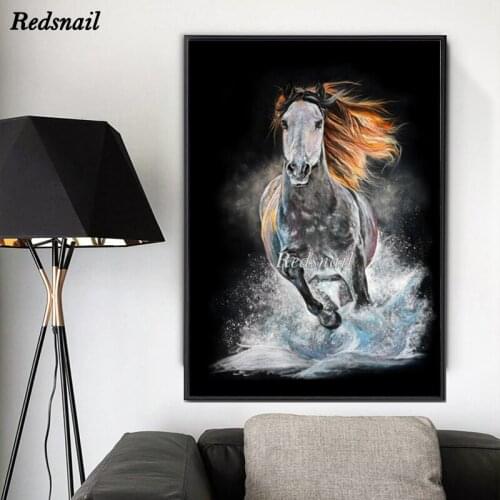 DIY Diamond painting cross stitch Horse Running In Water 5D Square/Round Drill mosaic Diamonds Embroidery Wall Art Animal EE913