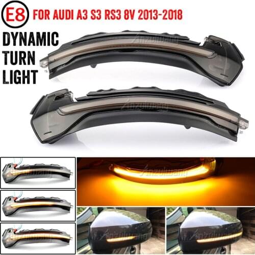For Audi A3 8V S3 RS3 2pcs Dynamic Side Mirror light LED Turn Signal Indicator blinker 2013 2014 2015 2016 2017 2018