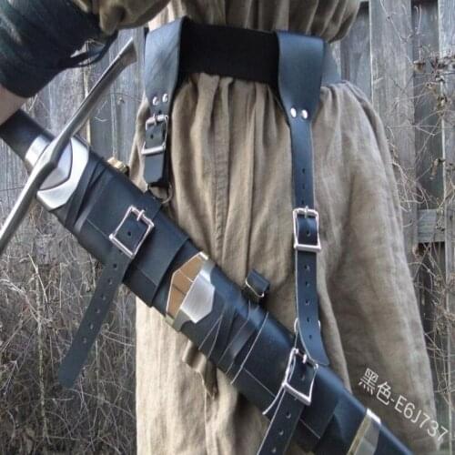 Men Larp Knight Weapon Costume Larp Accessory Rapier Ring Waist Holster Medieval Belt Sword Holder Leather Sheath Scabbard Frog