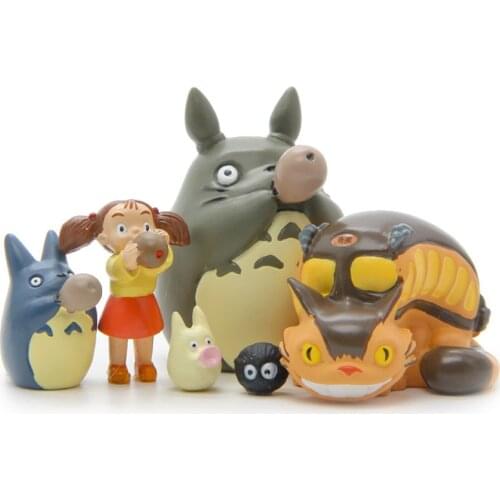 6pcs/lot My Neighbor Totoro Kiki Kikis Delivery PVC Cat Action Figure Doll Studio Blows Bus Christmas Resin Plastic Model