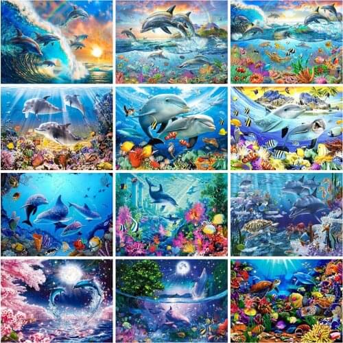 EverShine 5D DIY Diamond Painting Animals Cross Stitch Diamond Embroider Dolphin Rhinestones Art Handicraft Gift Home Decor