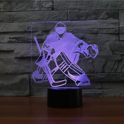 Hockey Goalie 3D LED RGB Night Light 7 Color Change Desk Light Action Figures Kids Home Christmas Toys