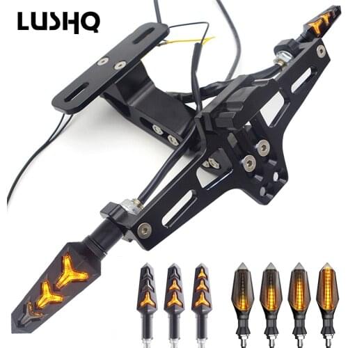 Motorcycle LED License Plate Bracket holder CNC Adjustable for yamaha mt10 cafe racer bmw honda hornet cb 600f triumph tiger 800