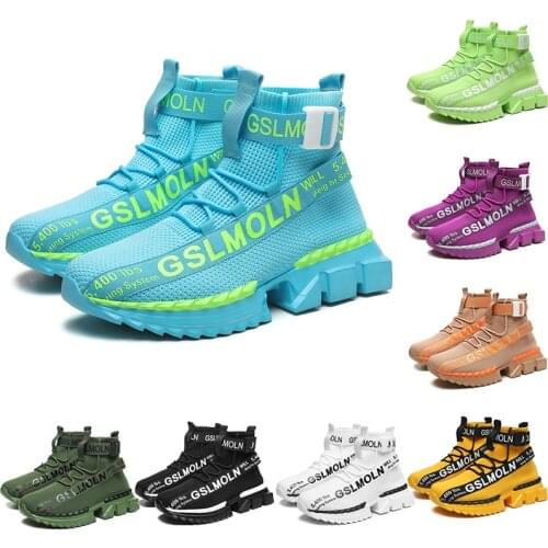 Fashion Flying Woven Sock Shoes Men High Top Chunky Sneakers Designer Non-slip Men Casual Shoes Big Size Sneakers zapatos hombre