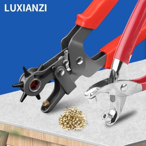 LUXIANZI Revolving Leather Punch Plier,Belt Puncher Hole Tool For DIY Watchband Household Strap Leather Eyelet Hand Setter Tool