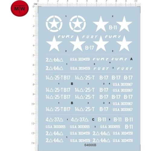 1/35 Scale US Army B-B M4 Sherman Water Decal for Tank Model 64666B