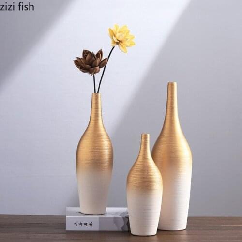 Chinese Style Stoneware Gradient Desktop Vase Ceramics Flower Arrangement Ornaments Home Decorations Vase Retro Hydroponic Vases