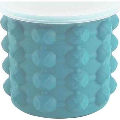 2021 New Round Double Cavity Silicone Magic Bucket With Lid Maker Saving Ice Cubes Storage Space Mould Bucket
