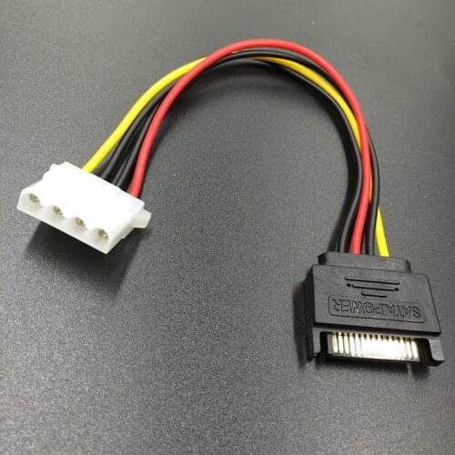 New SATA to 4Pin Power Cable Serial ATA 15pin Male to Molex IDE 4pin Female Power Supply Cable for BTC Miner Mining Machine 20CM