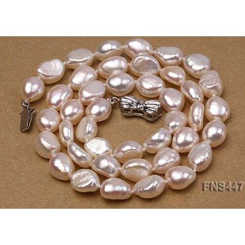 Wedding Woman AA 18'' 9-11MM White Pearl Baroque Freshwater Pearl Choker Necklace Real Natural Pearl Handmade