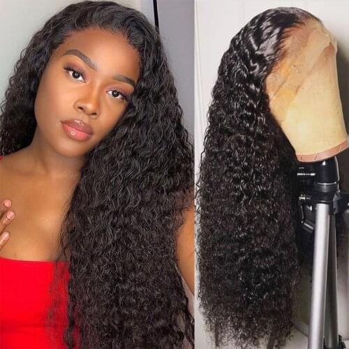 13x4 HD Lace Frontal Wig Kinky Curly Transparent Lace Front Human Hair Wigs Brazilian Curly Human Hair Wigs Pre Plucked Hairline