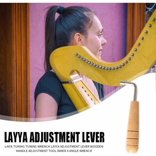 Durable Lyre Harp Tuning Wrench Classic Lyre Harp Tuning Wrench Tuner Wooden Handle Adjustment Tool Inner 4 Angle Wrench