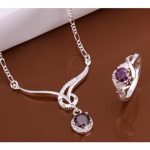 S604 925 sterling silver jewelry set, fashion jewelry set necklace ring /axxajpea gobapfia