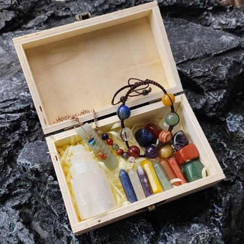 Seven Chakra Energy Quartz Healing Crystal Stone Pendulum Hexagonal Column Plaster Energy Yoga Meditation Crafts Home Decoration