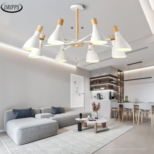 Nordic wooden LED chandelier turn to modern chandelier dining led light ceiling living ceiling lamp bedroom LED ceiling lights