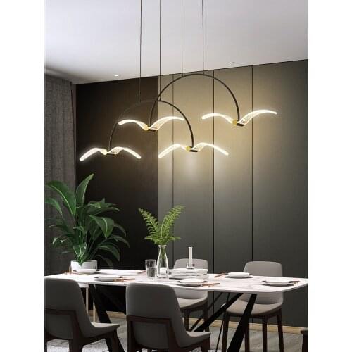 Modern Dining Table Chandeliers Lighting Seagull Design Ceiling Pendant Lamp with Remote Control for Kitchen Island Living Room